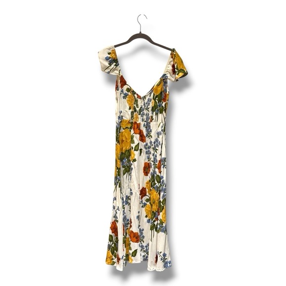 Reformation Baxley Midi Formosa Floral Cottagecore A-Line Slit Cap Sleeve Size 6 - Picture 4 of 9